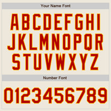 Load image into Gallery viewer, Custom Cream Red-Gold Bomber Full-Snap Varsity Letterman Jacket
