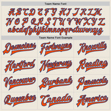 Load image into Gallery viewer, Custom Cream Orange-Royal Bomber Full-Snap Varsity Letterman Jacket
