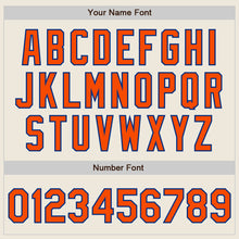 Load image into Gallery viewer, Custom Cream Orange-Royal Bomber Full-Snap Varsity Letterman Jacket
