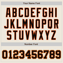 Load image into Gallery viewer, Custom Cream Black Orange-Old Gold Bomber Full-Snap Varsity Letterman Jacket
