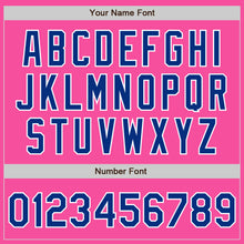 Load image into Gallery viewer, Custom Pink Royal-White Bomber Full-Snap Varsity Letterman Jacket
