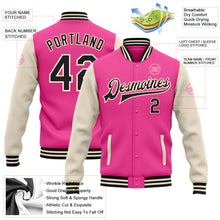 Load image into Gallery viewer, Custom Pink Black-Cream Bomber Full-Snap Varsity Letterman Two Tone Jacket
