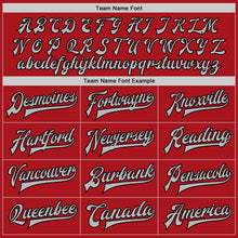 Load image into Gallery viewer, Custom Red Gray-Black Bomber Full-Snap Varsity Letterman Jacket
