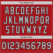 Load image into Gallery viewer, Custom Red Gray-Black Bomber Full-Snap Varsity Letterman Jacket
