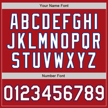 Load image into Gallery viewer, Custom Red White-Royal Bomber Full-Snap Varsity Letterman Jacket
