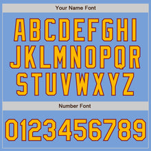Load image into Gallery viewer, Custom Light Blue Gold-Crimson Bomber Full-Snap Varsity Letterman Jacket

