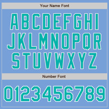 Load image into Gallery viewer, Custom Light Blue Aqua-White Bomber Full-Snap Varsity Letterman Jacket
