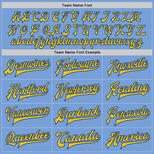 Custom Light Blue Royal-Yellow Bomber Full-Snap Varsity Letterman Jacket