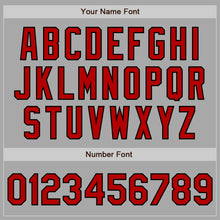 Load image into Gallery viewer, Custom Gray Red-Black Bomber Full-Snap Varsity Letterman Jacket
