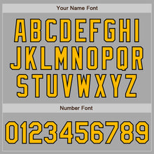 Load image into Gallery viewer, Custom Gray Gold-Black Bomber Full-Snap Varsity Letterman Jacket
