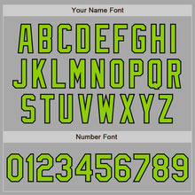 Load image into Gallery viewer, Custom Gray Neon Green-Black Bomber Full-Snap Varsity Letterman Jacket
