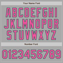 Load image into Gallery viewer, Custom Gray Pink-Kelly Green Bomber Full-Snap Varsity Letterman Jacket
