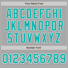 Load image into Gallery viewer, Custom Gray Aqua-White Bomber Full-Snap Varsity Letterman Jacket
