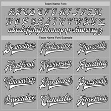 Load image into Gallery viewer, Custom Gray White-Black Bomber Full-Snap Varsity Letterman Jacket
