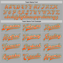 Load image into Gallery viewer, Custom Gray Kelly Green-Orange Bomber Full-Snap Varsity Letterman Jacket
