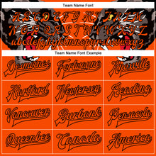 Load image into Gallery viewer, Custom Orange Black Leopard 3D Pattern Design Bomber Full-Snap Varsity Letterman Jacket
