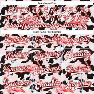 Custom Camo White-Red Flamingo 3D Pattern Design Bomber Full-Snap Varsity Letterman Salute To Service Jacket