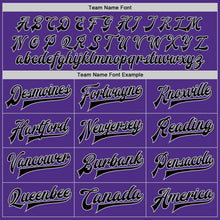 Load image into Gallery viewer, Custom Purple Black-Gray Bomber Full-Snap Varsity Letterman Jacket
