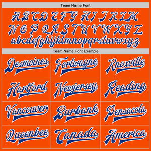 Custom Orange Royal-White Bomber Full-Snap Varsity Letterman Jacket