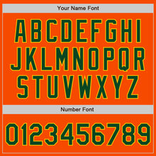 Load image into Gallery viewer, Custom Orange Green-Gold Bomber Full-Snap Varsity Letterman Jacket
