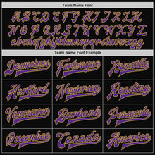 Load image into Gallery viewer, Custom Black Old Gold Pinstripe Purple-White Bomber Full-Snap Varsity Letterman Jacket
