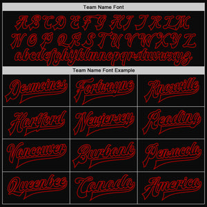 Custom Black Red Pinstripe Red Bomber Full-Snap Varsity Letterman Jacket