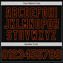Load image into Gallery viewer, Custom Black Orange Pinstripe Orange Bomber Full-Snap Varsity Letterman Jacket
