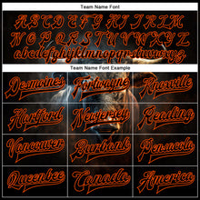 Load image into Gallery viewer, Custom Black Orange Angry Violent Bulls Face 3D Pattern Design Bomber Full-Snap Varsity Letterman Jacket
