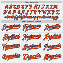 Load image into Gallery viewer, Custom White Orange Pinstripe Navy Bomber Full-Snap Varsity Letterman Jacket
