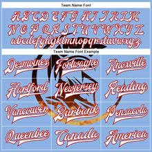 Load image into Gallery viewer, Custom Light Blue White-Red Spartan Logo 3D Pattern Design Bomber Full-Snap Varsity Letterman Two Tone Jacket
