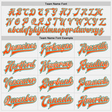Load image into Gallery viewer, Custom White Kelly Green-Orange Bomber Full-Snap Varsity Letterman Two Tone Jacket

