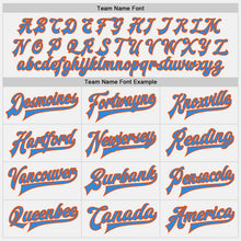 Load image into Gallery viewer, Custom White Powder Blue Orange-Black Bomber Full-Snap Varsity Letterman Two Tone Jacket
