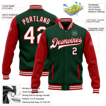 Load image into Gallery viewer, Custom Green White-Red Bomber Full-Snap Varsity Letterman Two Tone Jacket
