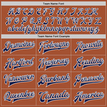 Load image into Gallery viewer, Custom Texas Orange Navy-White Bomber Full-Snap Varsity Letterman Two Tone Jacket
