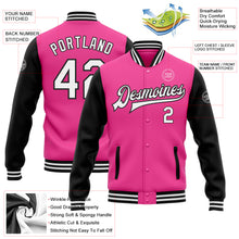 Load image into Gallery viewer, Custom Pink White-Black Bomber Full-Snap Varsity Letterman Two Tone Jacket
