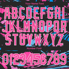 Load image into Gallery viewer, Custom Figure Pink-Light Blue 3D Pattern Design Bomber Full-Snap Varsity Letterman Jacket
