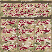 Load image into Gallery viewer, Custom Camo Maroon-Cream Desert Camouflage 3D Bomber Full-Snap Varsity Letterman Salute To Service Jacket

