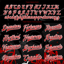 Load image into Gallery viewer, Custom Graffiti Pattern Red-Black Dark Abstract Urban Street Art 3D Bomber Full-Snap Varsity Letterman Jacket
