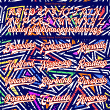 Load image into Gallery viewer, Custom Graffiti Pattern White-Orange Abstract Geometric Grunge Urban Street Art 3D Bomber Full-Snap Varsity Letterman Jacket
