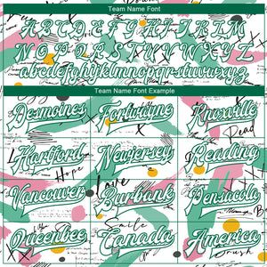 Custom Graffiti Pattern White-Kelly Green Grunge Art 3D Bomber Full-Snap Varsity Letterman Jacket