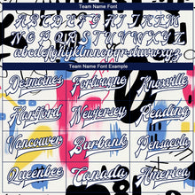 Load image into Gallery viewer, Custom Graffiti Pattern White-Royal Grunge Art 3D Bomber Full-Snap Varsity Letterman Jacket
