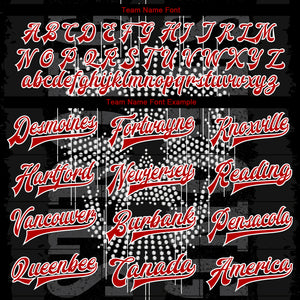 Custom Black Red-White Skull Fashion 3D Bomber Full-Snap Varsity Letterman Jacket