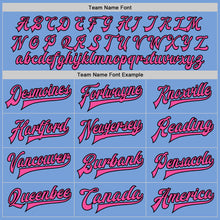 Load image into Gallery viewer, Custom Light Blue Pink-Black Bomber Full-Snap Varsity Letterman Two Tone Jacket
