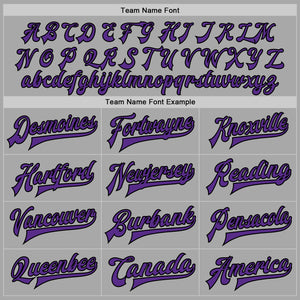Custom Gray Purple-Black Bomber Full-Snap Varsity Letterman Two Tone Jacket