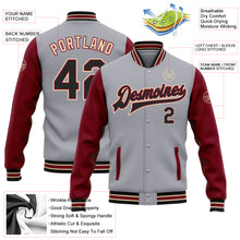 Load image into Gallery viewer, Custom Gray Black Crimson-City Cream Bomber Full-Snap Varsity Letterman Two Tone Jacket
