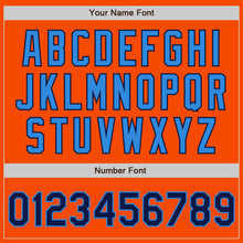 Load image into Gallery viewer, Custom Orange Navy-Powder Blue Bomber Full-Snap Varsity Letterman Two Tone Jacket
