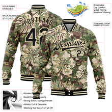Load image into Gallery viewer, Custom Camo Black-Cream Hawaii Palm Leaves 3D Pattern Design Bomber Full-Snap Varsity Letterman Salute To Service Jacket
