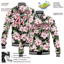 Load image into Gallery viewer, Custom Camo Pink-Black Hibiscus Flower 3D Pattern Design Bomber Full-Snap Varsity Letterman Salute To Service Jacket
