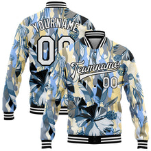 Load image into Gallery viewer, Custom Camo White-Black Boho Style 3D Pattern Design Bomber Full-Snap Varsity Letterman Salute To Service Jacket
