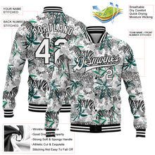 Load image into Gallery viewer, Custom Camo White-Black Tropical Jungle Animal 3D Pattern Design Bomber Full-Snap Varsity Letterman Salute To Service Jacket
